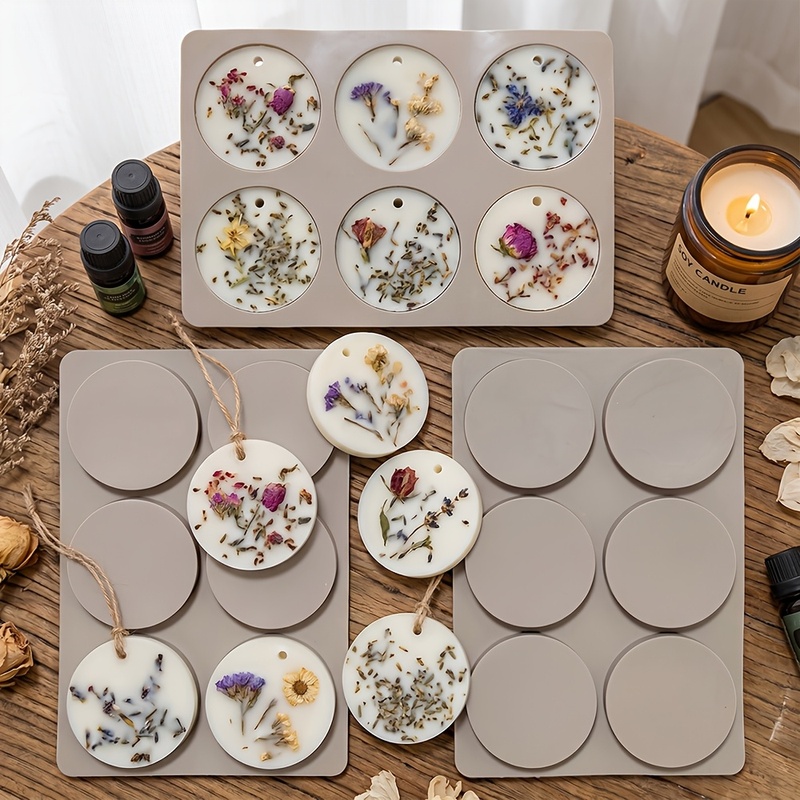 Soap Making Kit For Beginners - 6-fach runde Silikonform für Anhänger, DIY-Aromatherapie-Wachstablettenform,