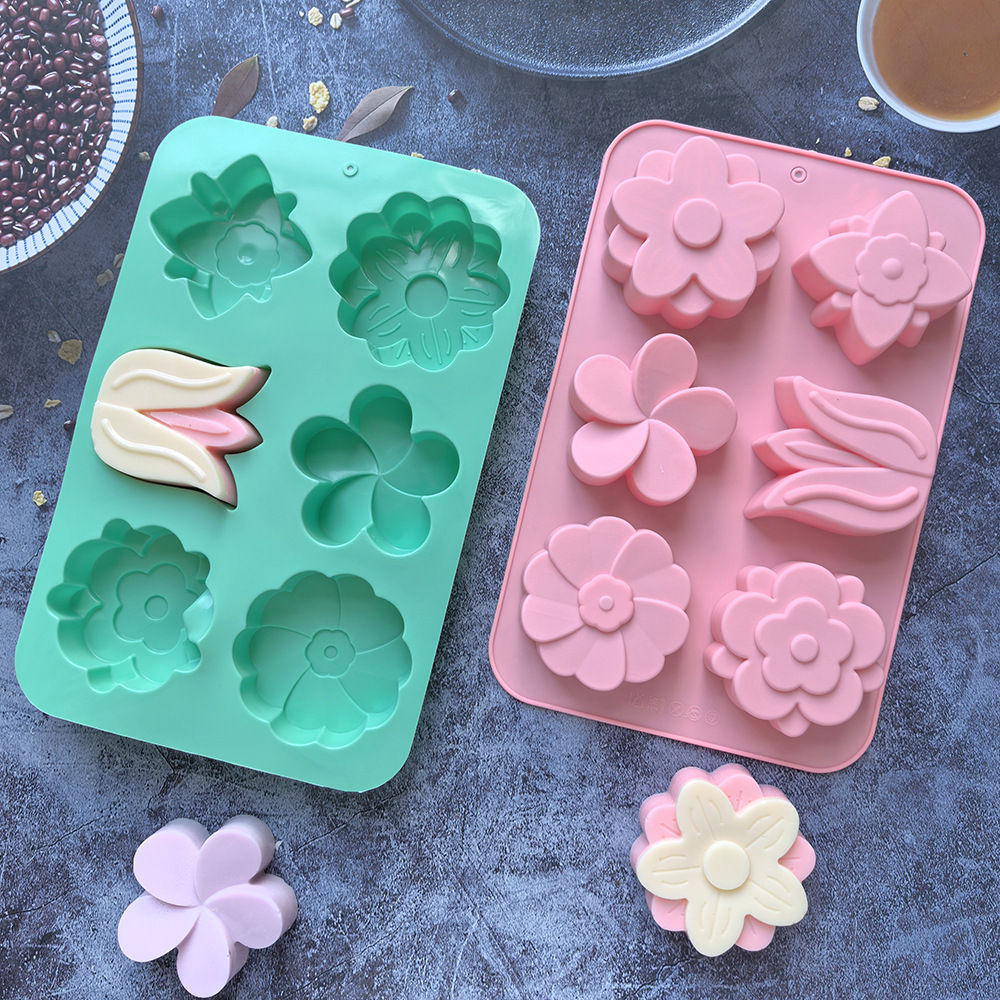 Soap Making Kit For Beginners - Verschiedene Blumen-Silikonformen, Blumenförmige Backformen Geeignet für